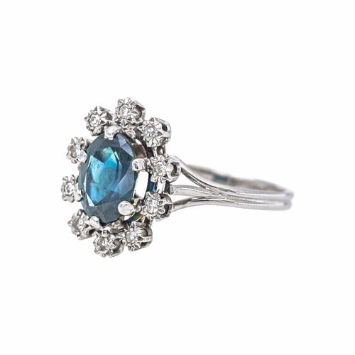 Bague 54 Pompadour - Bague en or blanc, saphir et diamants 58 Facettes 5708020CN