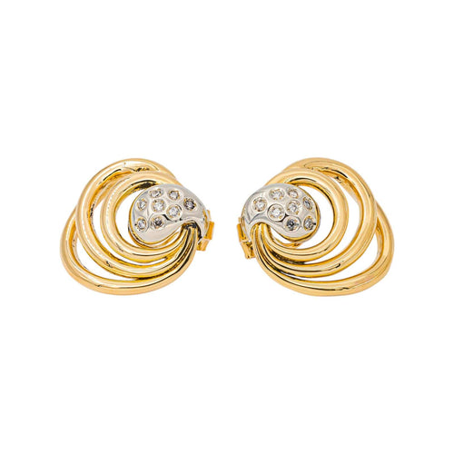 Boucles d'oreilles Boucles d'oreilles en or jaune et blanc avec diamants 58 Facettes 5713872CN