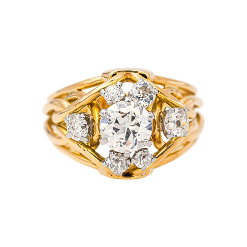 Bague 61 Bague rétro en or jaune et blanc et diamants 58 Facettes 5740042RV