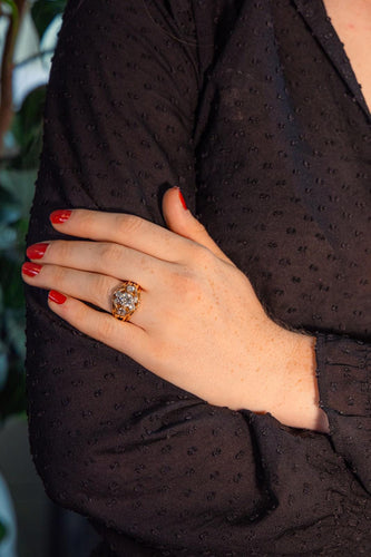 Bague 61 Bague rétro en or jaune et blanc et diamants 58 Facettes 5740042RV