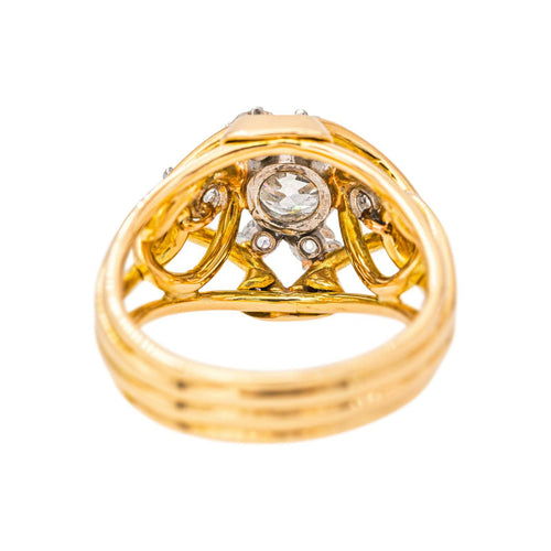 Bague 61 Bague rétro en or jaune et blanc et diamants 58 Facettes 5740042RV