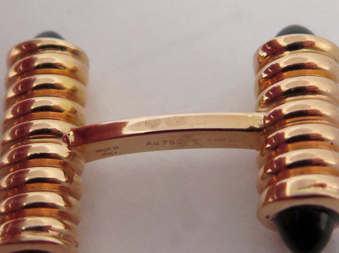 Boutons de manchette Cartier Décors Ressorts - Boutons de manchette en or rose et onyx 58 Facettes 274667