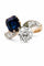 Bague 51 Toi et Moi - Bague ancienne en or 18 carats, saphir et diamants 58 Facettes Snc