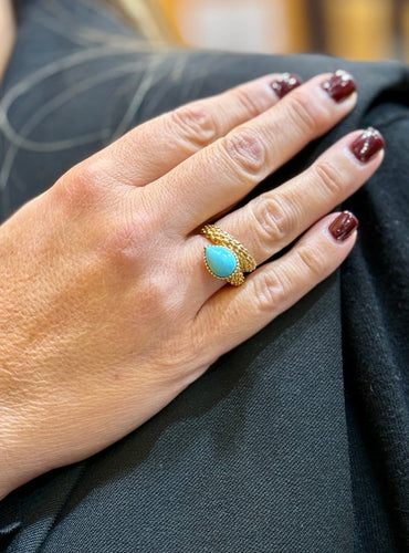 Bague 54 Boucheron Serpent Bohème - Bague en or jaune et turquoise 58 Facettes Bsb