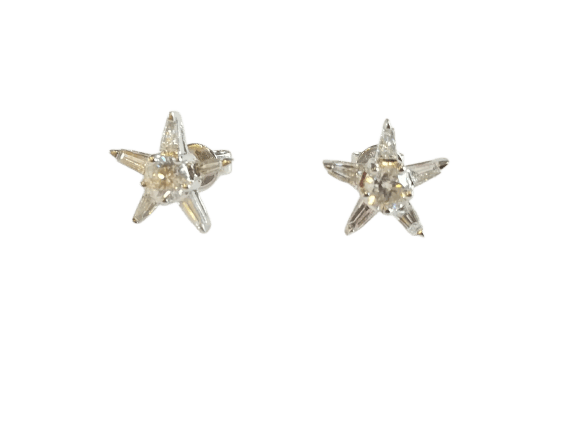 Boucles d'oreilles Boucles d'oreilles étoiles en or blanc et diamants 58 Facettes 01053