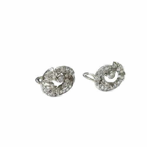 Boucles d'oreilles Clips d'oreilles Art déco en platine et diamants 58 Facettes REF2534-301