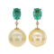 Boucles d'oreilles Boucles d'oreilles en or jaune, émeraudes et perles des mers du Sud 58 Facettes E0027