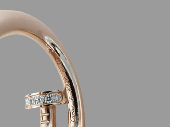 Bague 50 Cartier Juste un Clou - Bague moyen modèle en or rose et diamants 58 Facettes jnci119