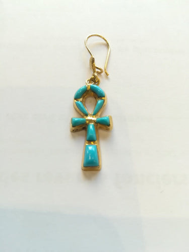 Boucles d'oreilles Boucles d'oreilles croix Ankh en or jaune et émail 58 Facettes 01373