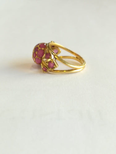Bague 48 Bague boule en or jaune et rubis 58 Facettes 01372