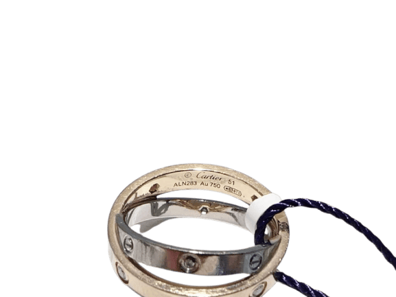 Bague 51 Cartier Love - Bague en or rose, or blanc et diamants 58 Facettes jnci121