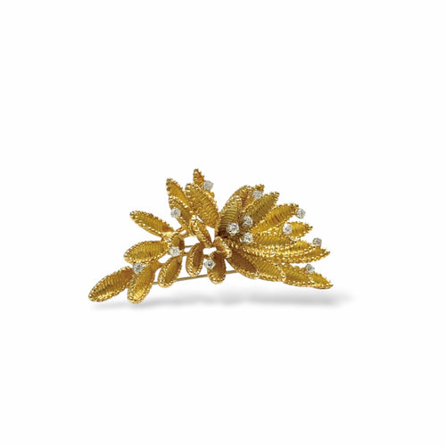 Broche Broche feuillage en or jaune 18K et diamants 58 Facettes REF2548-315