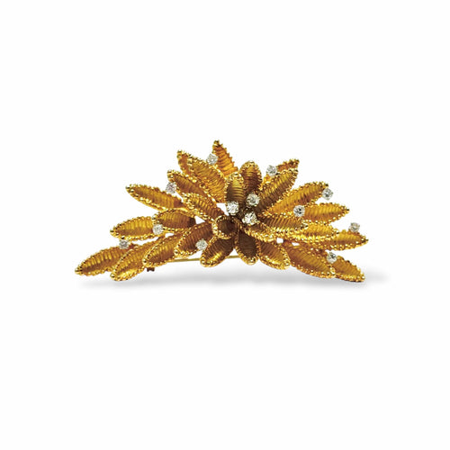Broche Broche feuillage en or jaune 18K et diamants 58 Facettes REF2548-315
