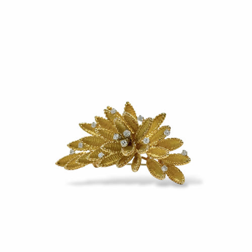 Broche Broche feuillage en or jaune 18K et diamants 58 Facettes REF2548-315