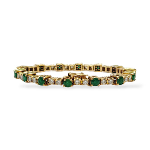 Bracelet Bracelet émeraudes et ligne de diamants en or jaune 58 Facettes REF2547-319