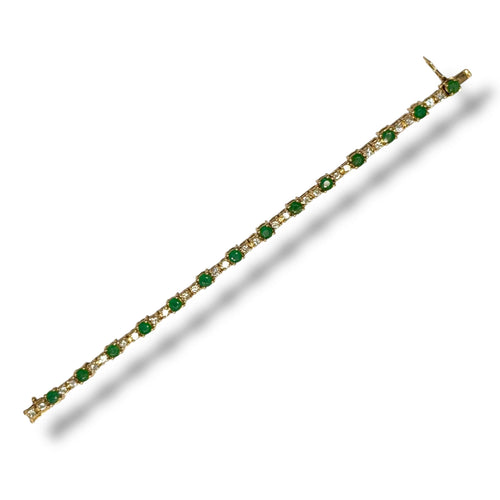 Bracelet Bracelet émeraudes et ligne de diamants en or jaune 58 Facettes REF2547-319