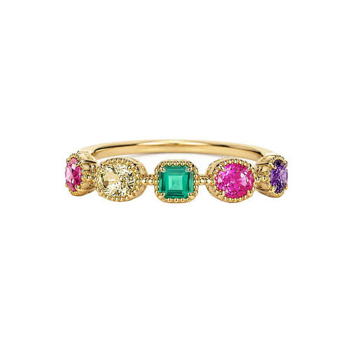 Bague 53 One of A Kind - Bague en or 18 carats, saphirs et émeraude 58 Facettes GBR1033YG