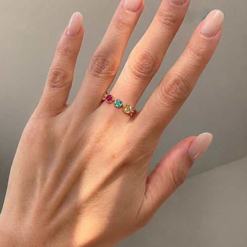 Bague 53 One of A Kind - Bague en or 18 carats, saphirs et émeraude 58 Facettes GBR1033YG