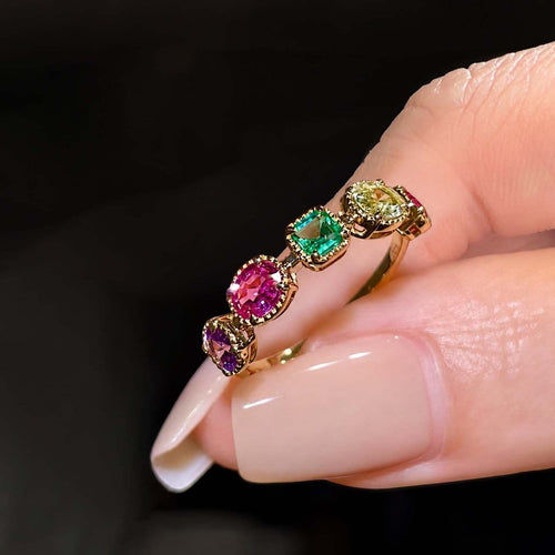 Bague 53 One of A Kind - Bague en or 18 carats, saphirs et émeraude 58 Facettes GBR1033YG