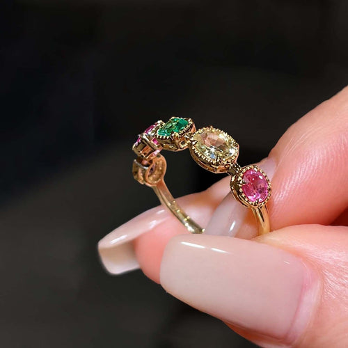 Bague 53 One of A Kind - Bague en or 18 carats, saphirs et émeraude 58 Facettes GBR1033YG