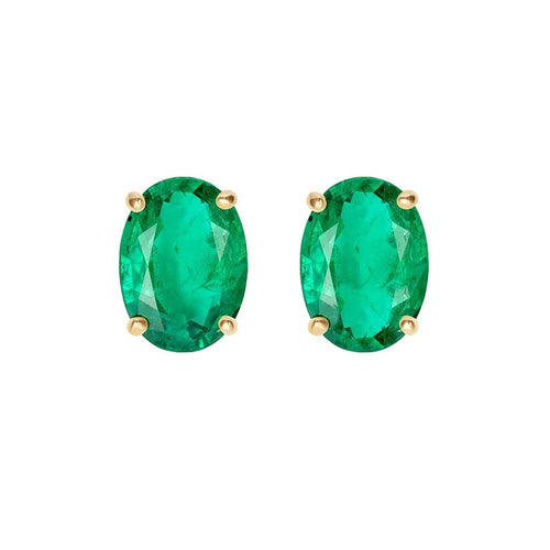 Boucles d'oreilles Single Tulip - Boucles d'oreilles en or 18K et émeraudes ovales 58 Facettes GER1047GN