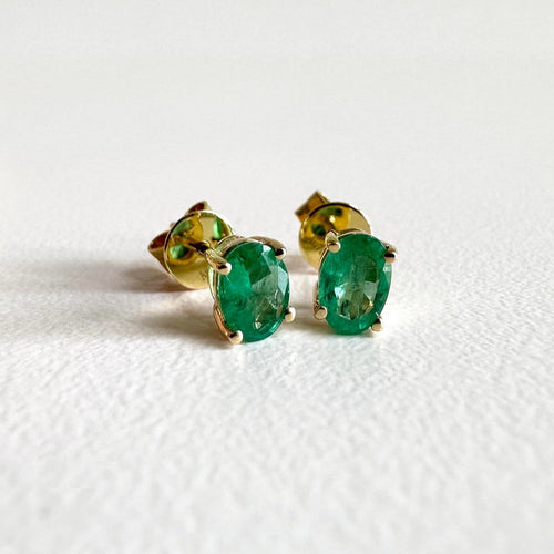 Boucles d'oreilles Single Tulip - Boucles d'oreilles en or 18K et émeraudes ovales 58 Facettes GER1047GN