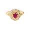Bague 59 Bague marguerite vintage en or jaune, rubis ovale et diamants 58 Facettes LMB-361