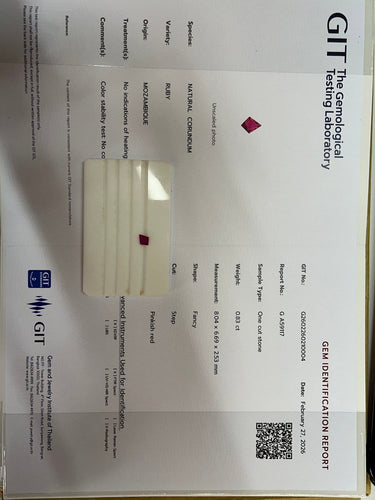 Rubis du Mozambique - Pierre trapèze 0,83 ct 58 Facettes GEM-03