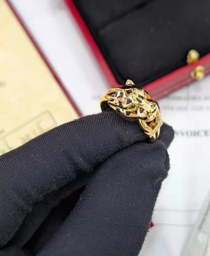 Bague 55 Cartier Panthère - Bague en or jaune, diamants et tsavorites 58 Facettes jnci123