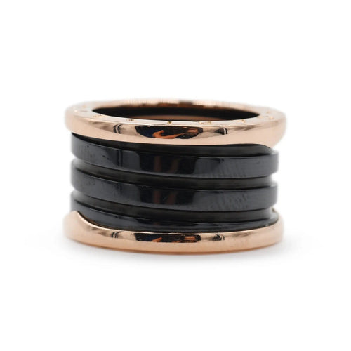 Bague 55 Bulgari B.zero1 - Bague en or rose et céramique noire 58 Facettes 242T26_M