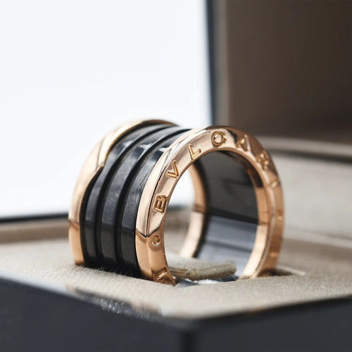 Bague 55 Bulgari B.zero1 - Bague en or rose et céramique noire 58 Facettes 242T26_M
