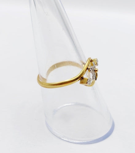 Bague 56 Bague trèfle Art nouveau en or 18k et platine 58 Facettes A07476