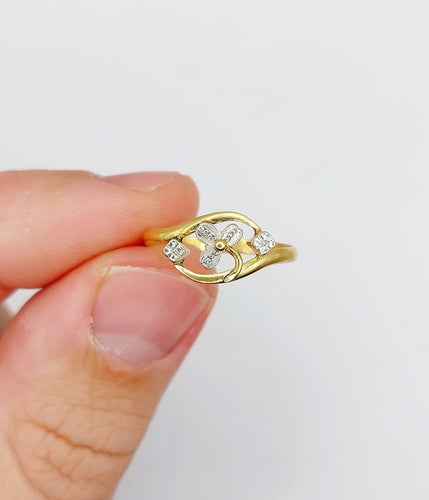 Bague 56 Bague trèfle Art nouveau en or 18k et platine 58 Facettes A07476