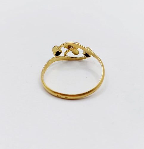 Bague 56 Bague trèfle Art nouveau en or 18k et platine 58 Facettes A07476