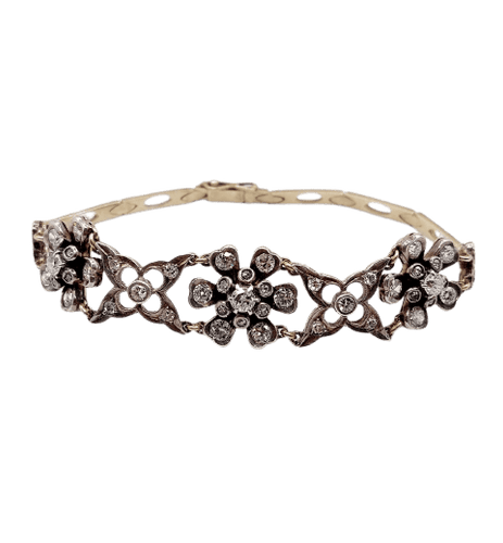 Bracelet Bracelet Art déco en or 14K, argent et diamants 58 Facettes A07493