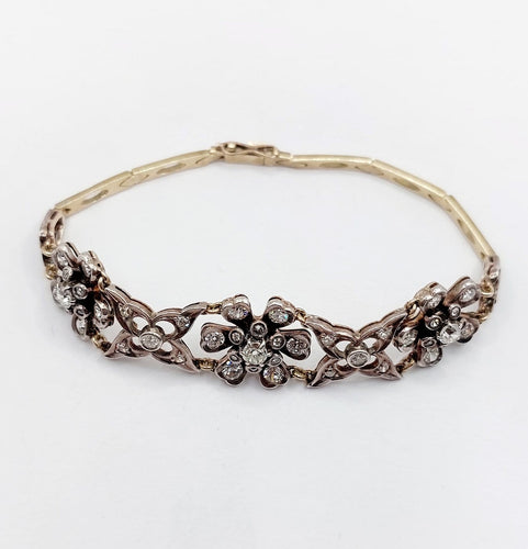 Bracelet Bracelet Art déco en or 14K, argent et diamants 58 Facettes A07493