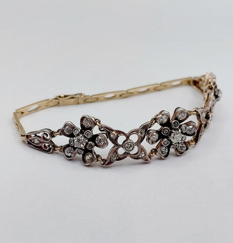 Bracelet Bracelet Art déco en or 14K, argent et diamants 58 Facettes A07493