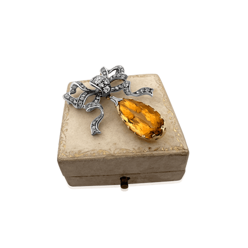 Pendentif Broche-pendentif victorienne portugaise en or, argent, topaze et diamants 58 Facettes B3