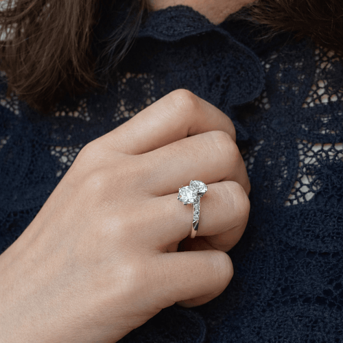 Bague 51 Toi et Moi - Bague diamants en or gris 58 Facettes