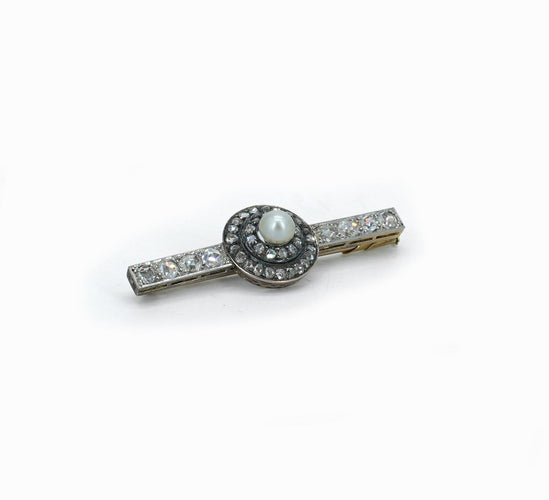 Broche Broche ancienne en platine, or rose, perle et diamants 58 Facettes Broche  145-3