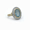 Bague 50 Bague entourage en or jaune 18 carats, aigue-marine et diamants 58 Facettes Bague 131-1