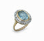 Bague 50 Bague entourage en or jaune 18 carats, aigue-marine et diamants 58 Facettes Bague 131-1
