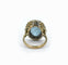 Bague 50 Bague entourage en or jaune 18 carats, aigue-marine et diamants 58 Facettes Bague 131-1
