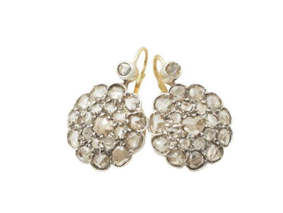 Boucles d'oreilles Napoléon III - Boucles d'oreilles en or, argent et diamants 58 Facettes 33791