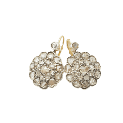 Boucles d'oreilles Napoléon III - Boucles d'oreilles en or, argent et diamants 58 Facettes 33791