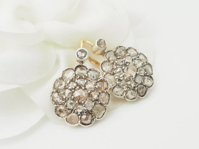 Boucles d'oreilles Napoléon III - Boucles d'oreilles en or, argent et diamants 58 Facettes 33791