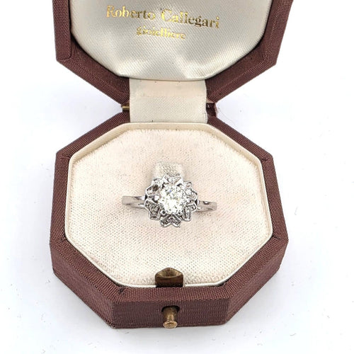 Bague 59 Bague en or blanc 18 ct avec diamant 58 Facettes 335/26 G