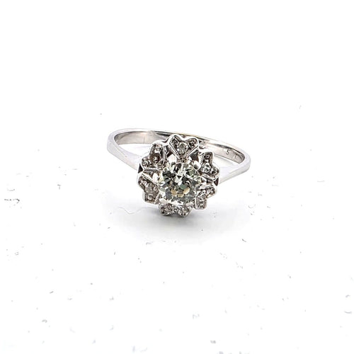 Bague 59 Bague en or blanc 18 ct avec diamant 58 Facettes 335/26 G