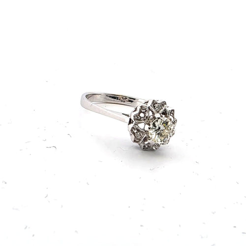 Bague 59 Bague en or blanc 18 ct avec diamant 58 Facettes 335/26 G
