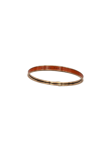 Bracelet Hermès Uni - Jonc en plaqué or rose et émail 58 Facettes 1251